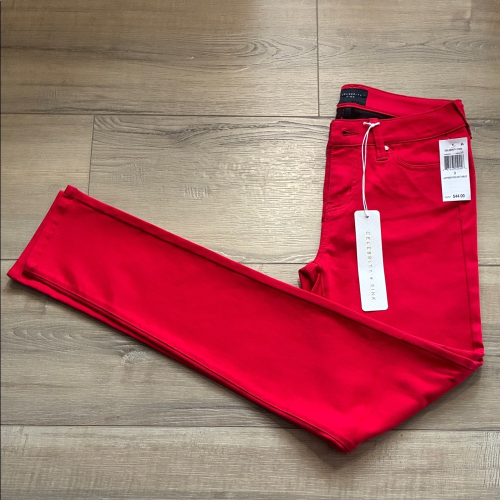 NWT Celebrity Pink Jayden Skinny Straight Leg Tango Red Jeans